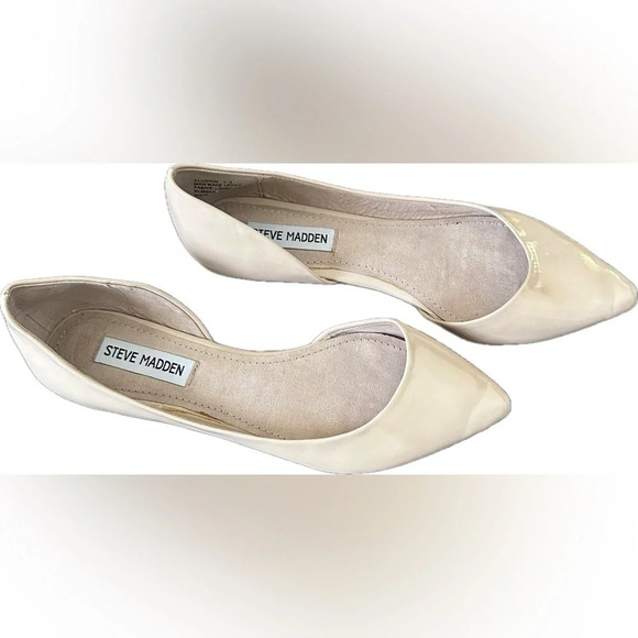 Steve Madden pointed toe patent leather beige ballet flats size 7.5 - Picture 2 of 7